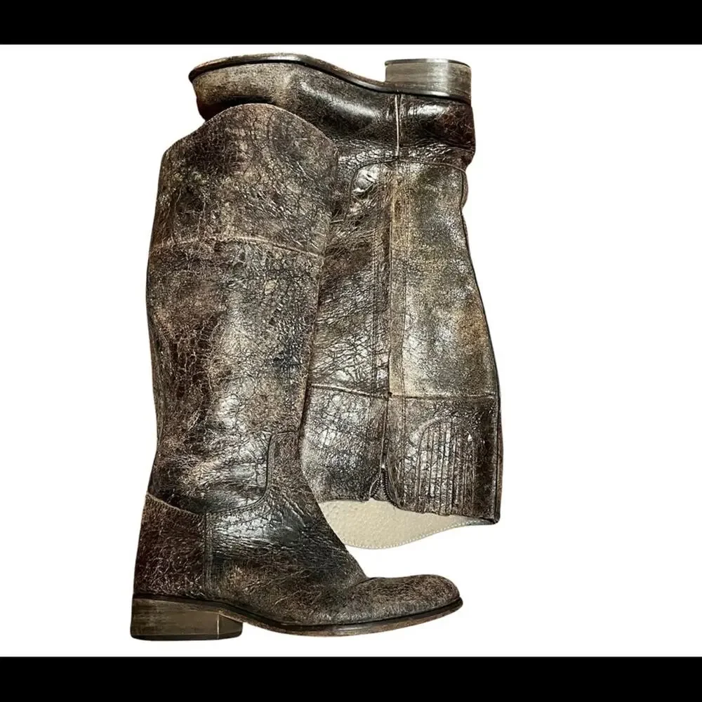 Y2K Steven By Steve Madden Reins Distressed Equestrian Steampunk Riding Boot 5.5 - Picture 3 of 7